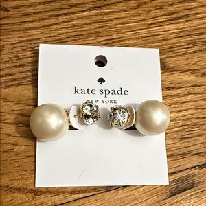 kate spade Cream Pearl and Gold Crystal Double-Sided Stud Earrings New